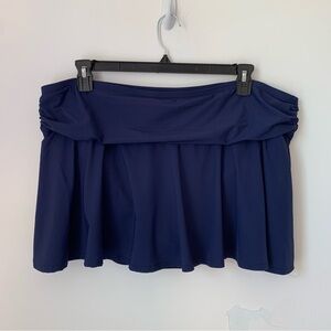 Lands End Ruched Blue Swim Bottom Skirt